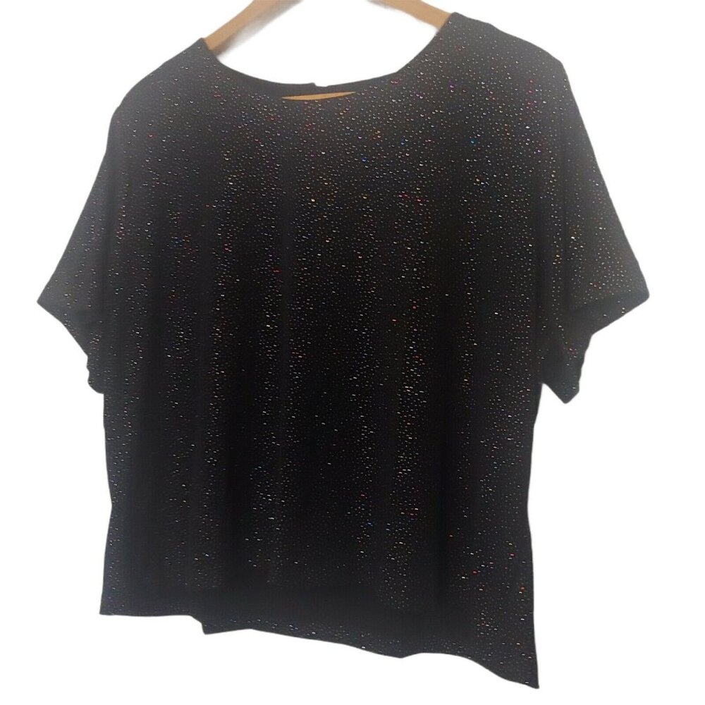 Vintage Anthony Richards Womens 26 P Rainbow Sparkle Shirt Top Stretch Black
